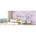 thumbnail image 6 of Yoneston Full Size House Bed with 2 Drawers and Storage Shelf, Wooden Kids Platform Bed Furniture Roof Designed, White, 6 of 9