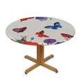 thumbnail image 3 of WYYP 4th of July Tablecloth Round Red Blue Watercolor Flowers Table Cover Patriotic Stars Stain Resistance Polyester Washable Circle Table Cloth for Party Outdoor Kitchen Dining Table Decor 42-46, 3 of 8