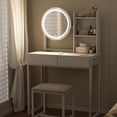 thumbnail image 3 of S-HOME Small Vanity Desk With Mirror And Lights, Makeup Vanity Table With LED Mirror, 3 Lighting Modes, Drawer Included，White, 3 of 6