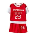 thumbnail image 4 of Jamsmile Toddler Boys Outfits Sets Summer 2 Piece Casual Short Sleeve Letter Print Tshirts With Shorts Athletic Clothes Kids Boys Daily Wear Clothing Sets, 4 of 8