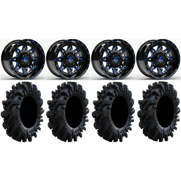 Fuel Lethal Blue 14" Wheels 30" Intimidator Tires Kawasaki Mule Pro FXT