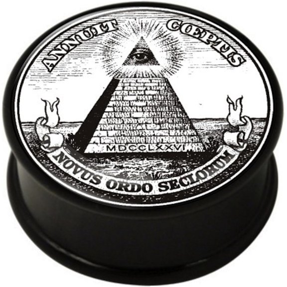 Illuminati Symbol O-Ring Acrylic Gauges/Plugs 2g (6mm) 2 Piece (1 Pair) (A/4/3/17)