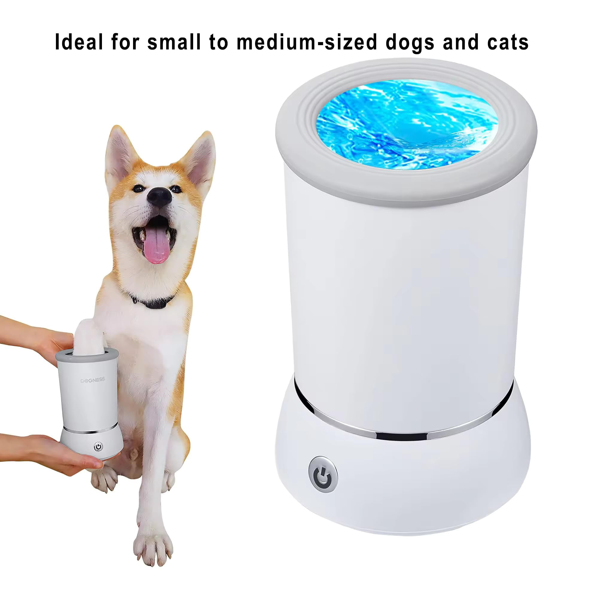 Automatic Pet Paw Cleaner - White - Portable Electric Washer and Massager for Dogs & Cats - USB Rechargeable - Silicone Brush
