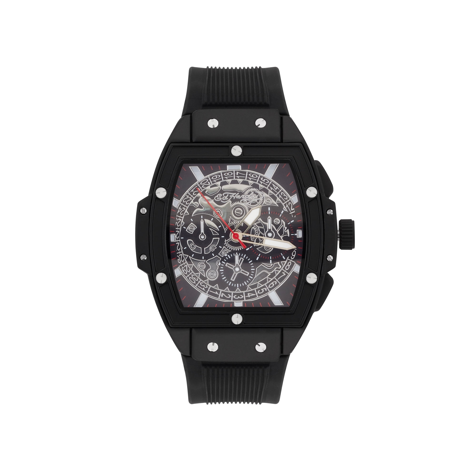 Ed Hardy Men's Black Silicone Strap Watch 48mm - Walmart.com