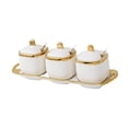 thumbnail image 2 of Tarros de cerámica para especias, azucarero pequeño, elegante caja de condimentos para pimienta, práctica con tapa, cuchara, sales a prueba de polvo, Oro, 2 of 8