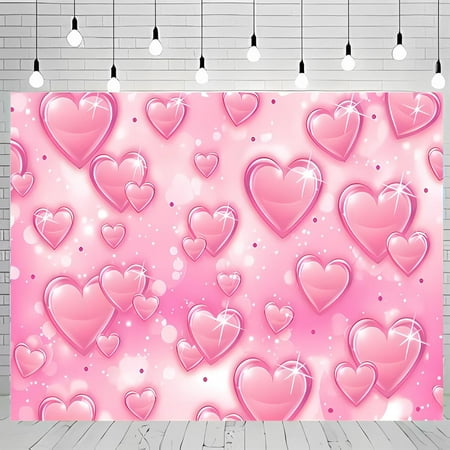 Pink Love Heart Early 2000s Backdrop Birthday Party Old School Photoshoot Backdrops 90s Hearts Valentines Day Portrait Photo Booth Background Props