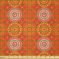 thumbnail image 2 of Ambesonne Floral Fabric by the Yard Microfiber, Warm Color Symmetric Flowers, 5 Yards, Vermilion and Pale Orange, 2 of 2
