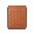 thumbnail image 6 of K-Lion Case for Samsung Galaxy Z Flip 4 (6.7" 2022 Release), Durable PU Leather Texture [Embossed Diamond Grid Pattern] Kickstand Drop Resistant Anti-fall Luxury Vintage Case, Brown, 6 of 12