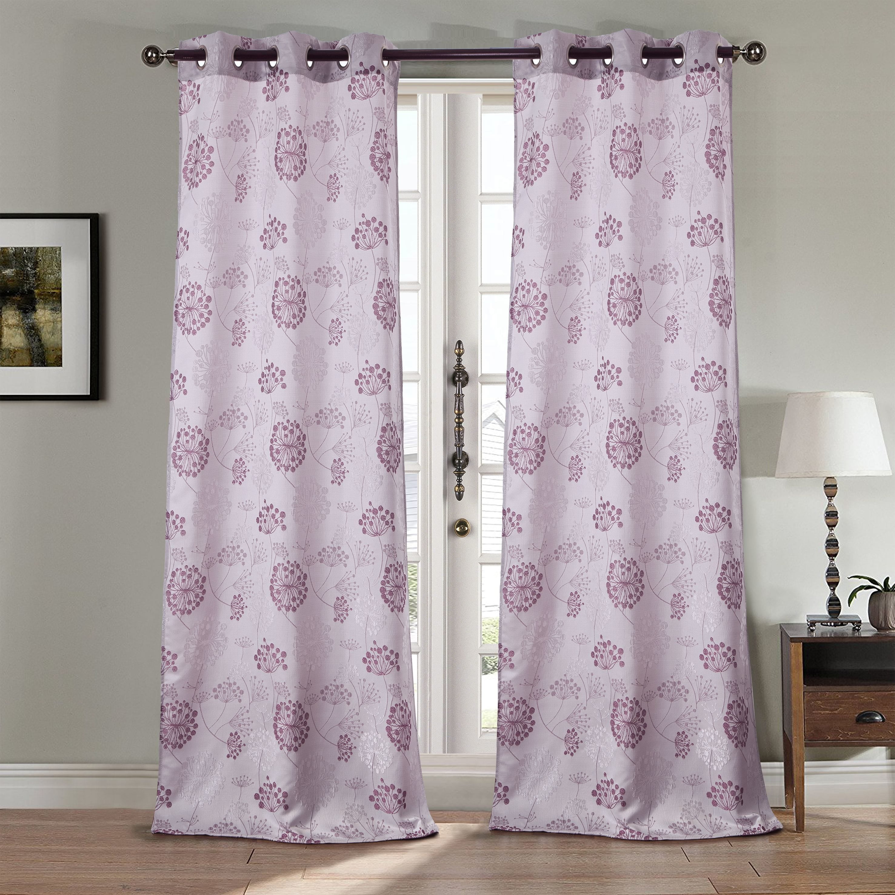 Laurel Jacquard 72 X 84 In Grommet Curtain Panel Pair Rose Set Of 2 Walmart Com