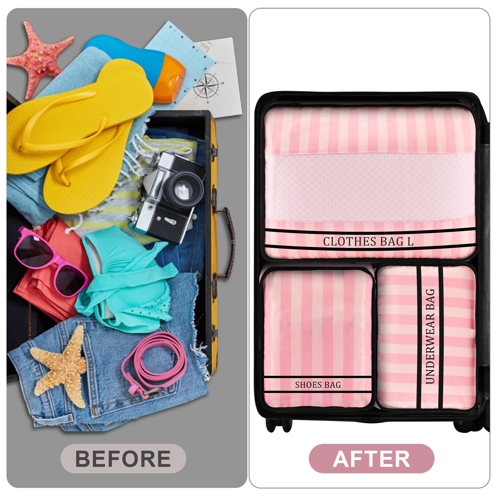 LEPECQ 9Pcs Packing Cubes Luggage Packing Organizers for Travel Accessories Space Saving Travel Bags for Carry On, Lightweight Mesh Zipper, Clothes, Shoes, Laundry and Shoe Bag