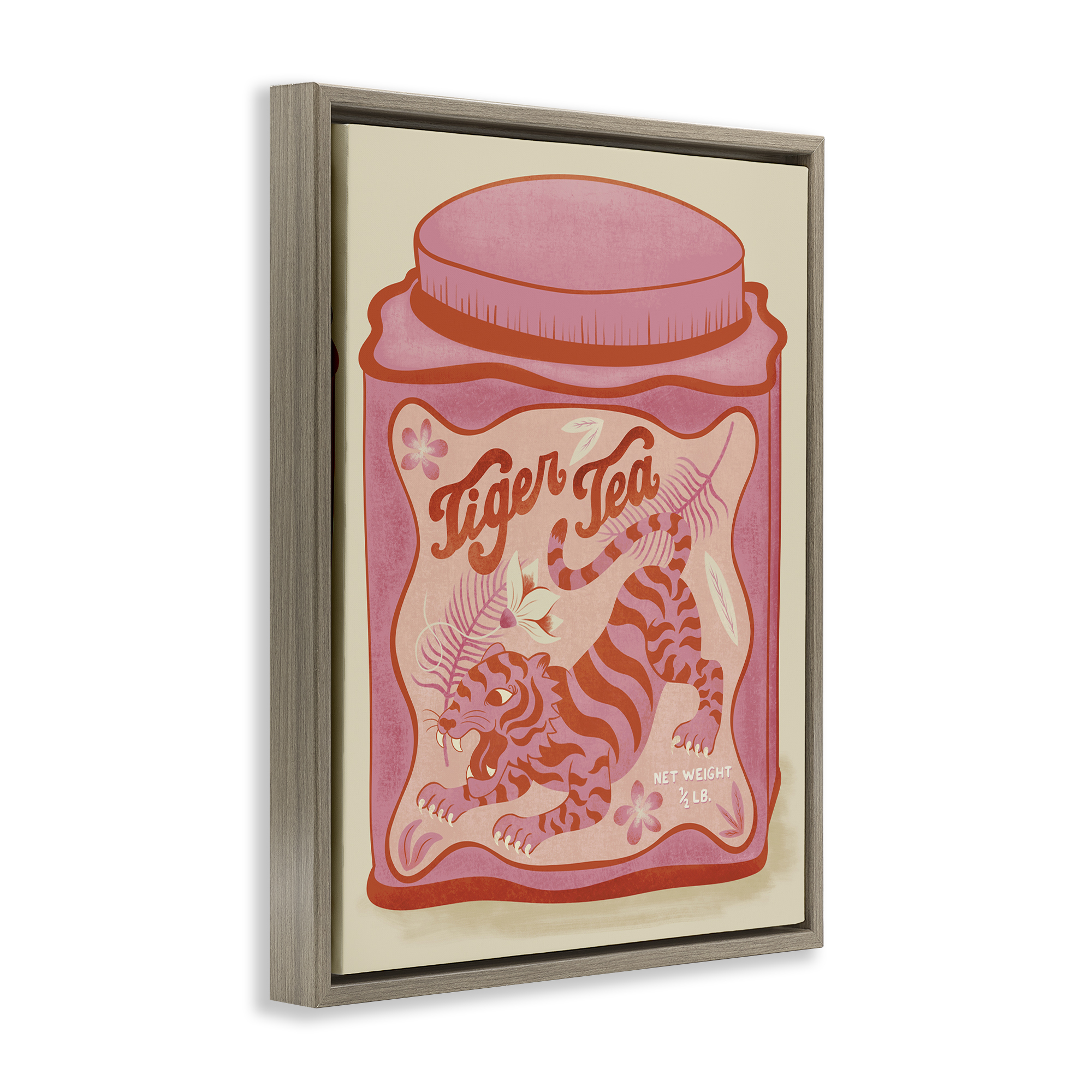 Stupell Industries Tiger Tea Traditional Style Food & Beverage Painting Brown Floater Framed Canvas Art Print Wall Art, 17 x 21