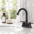 thumbnail image 6 of Wowow 4 in. Centerset Double Handle High Arc Bathroom Sink Faucet with Pop Up Drain in Oil Rubbed Bronze, 6 of 8