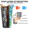 thumbnail image 3 of 16oz Tumblers Navy Floral Skull Pattern Stainless Steel Vacuum Insulated Double Wall Travel Tumbler Cups Mug with Lid and Straw,Cleaning Brush for Coffee,Tea, 3 of 4