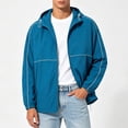 thumbnail image 2 of Men's Sunscreen Jacket Lightweight Breathable Solid Coat Plus Size | Fishing Sun Protection Hoodie Nylon Spandex Quick Dry UPF 50+ Outdoor Hiking Camping Travel | Zenithor,Blue L, 2 of 7