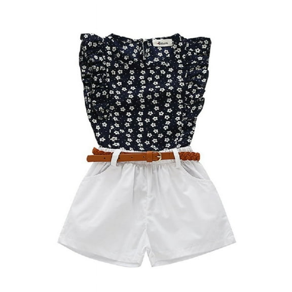 Toddler Baby Girl Clothes Set Summer Floral Shirt Shorts Set