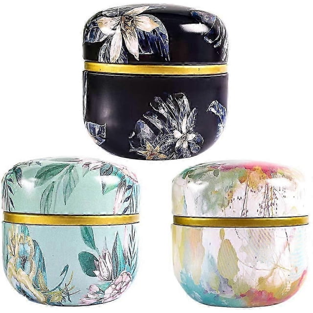 Set of 6 small iron storage boxes with lid for tea, kitchen box in three different designs