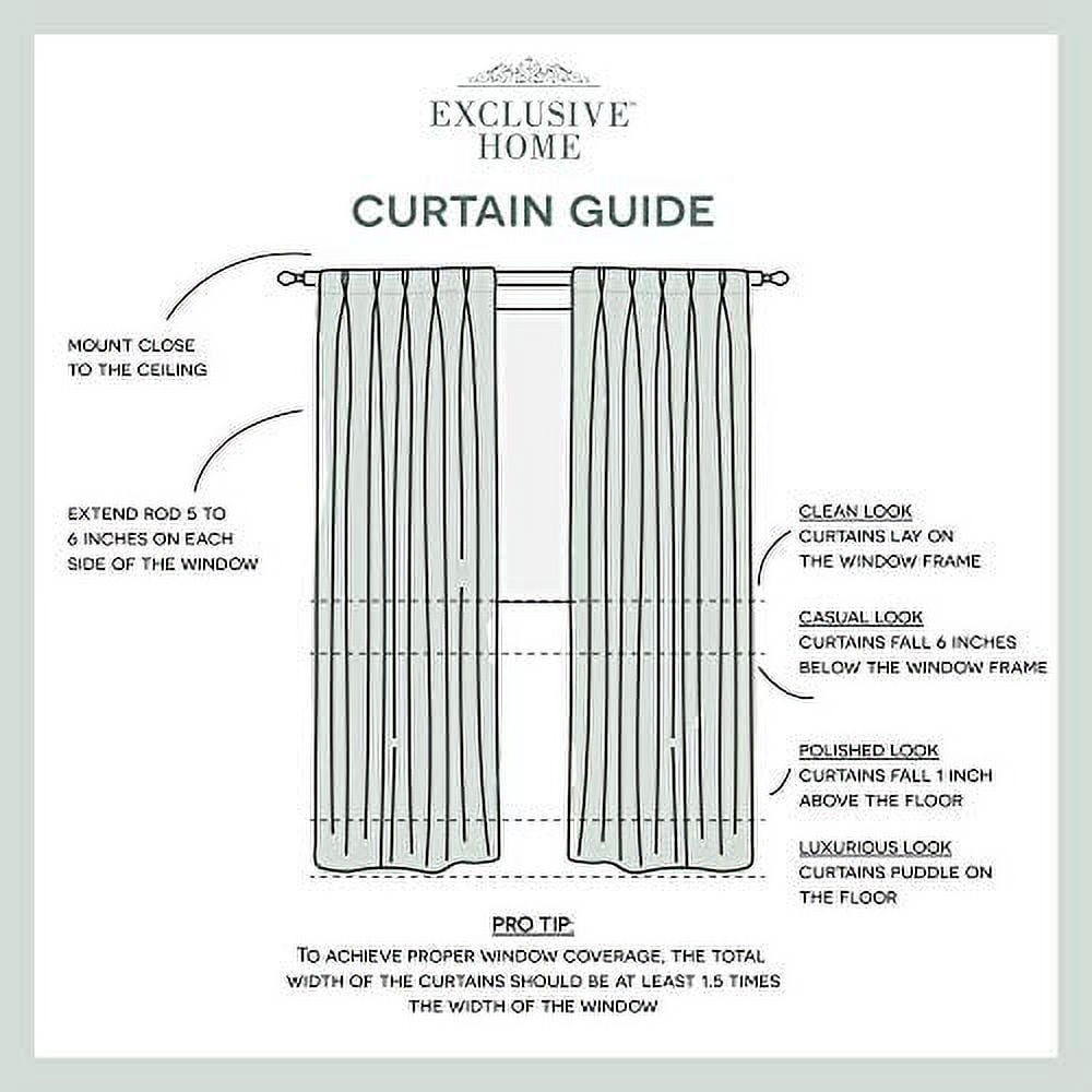 Exclusive Home Belgian Textured Linen Look Sheer Pinch Pleat/Hidden Tab Top Curtain Panel Pair, 96" Length, Winter White