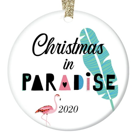 Pink Flamingo 2020 Ornament Christmas In Paradise Easy Island