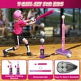 thumbnail image 3 of Flooyes 4-in-1 Kids Basketball Hoop and T Ball Set - Kids Baseball Tee with Automatic Pitching Machine, Indoor Outdoor Sport Toys Gifts for Toddler Boys Girls Age 3-12, Pink, 3 of 8