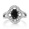 thumbnail image 2 of Gem Stone King 2.03 Ct Oval Black Sapphire 925 Sterling Silver Ring (Size 6), 2 of 4