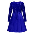 thumbnail image 5 of iiniim Girls Glittery Sequin Party Gown Round Collar Long Sleeve High Waist Belted Pleated Dress Blue 12, 5 of 7