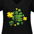 thumbnail image 4 of Inktastic St. Patrick's Day Plaid Green and Yellow Shamrocks Women's Plus Size V-Neck T-Shirt, 4 of 5