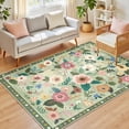 thumbnail image 4 of NewBuros 5'x7' Area Rug, Boho Floral Washable Rug, Non Slip Stain Resistant Soft Low Pile Rug for Living Room, Bedroom, Dining Room & Office, Light Green, 4 of 11
