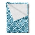 thumbnail image 2 of Blue and White Soft Flannel Fleece Throw Blanket, Lisboa Azulejos Style Diamond Shape Mosaic Tile Pattern, Cozy Plush for Indoor and Outdoor Use, 50" x 70", Petrol Blue Pale Blue, by Ambesonne, 2 of 5