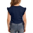 thumbnail image 2 of Fnooota Girls T Shirts, Crew Neck Summer Fashion Flutter Sleeve Kids Tees Navy Size 6, 2 of 6