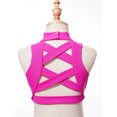 thumbnail image 4 of Sxiwei Kids Girls Dance Tank Crop Top Sleeveless Mock Neck Criss Cross Back Sport Bra Hot Pink 10, 4 of 7