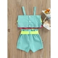 thumbnail image 4 of Girls Two Pieces Clothes Set,  Sleeveless Ruffle Suspender Top + Tie-Up Bowknot Shorts Outfits, 4 of 8
