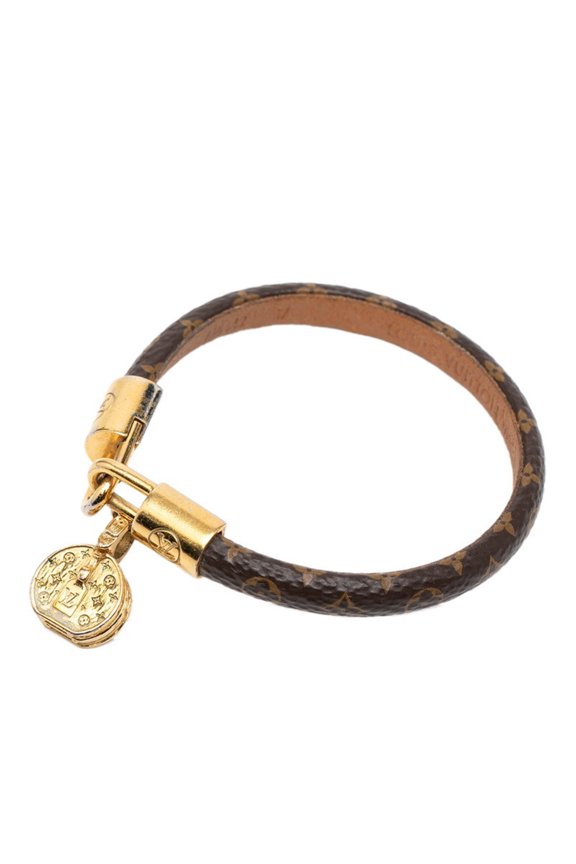 Pre-Owned Louis Vuitton Monogram Bracelet LV Tribute Bracelet, Size: 17, M6442F, Brown Gold...