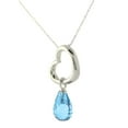 thumbnail image 3 of Galaxy Gold 14K Solid White Gold 18" Open Heart Pendant Necklace with a Genuine Blue Topaz Drop, 14"-24" Sizes, December Birthstone, Symbol of Calm, 3 of 6