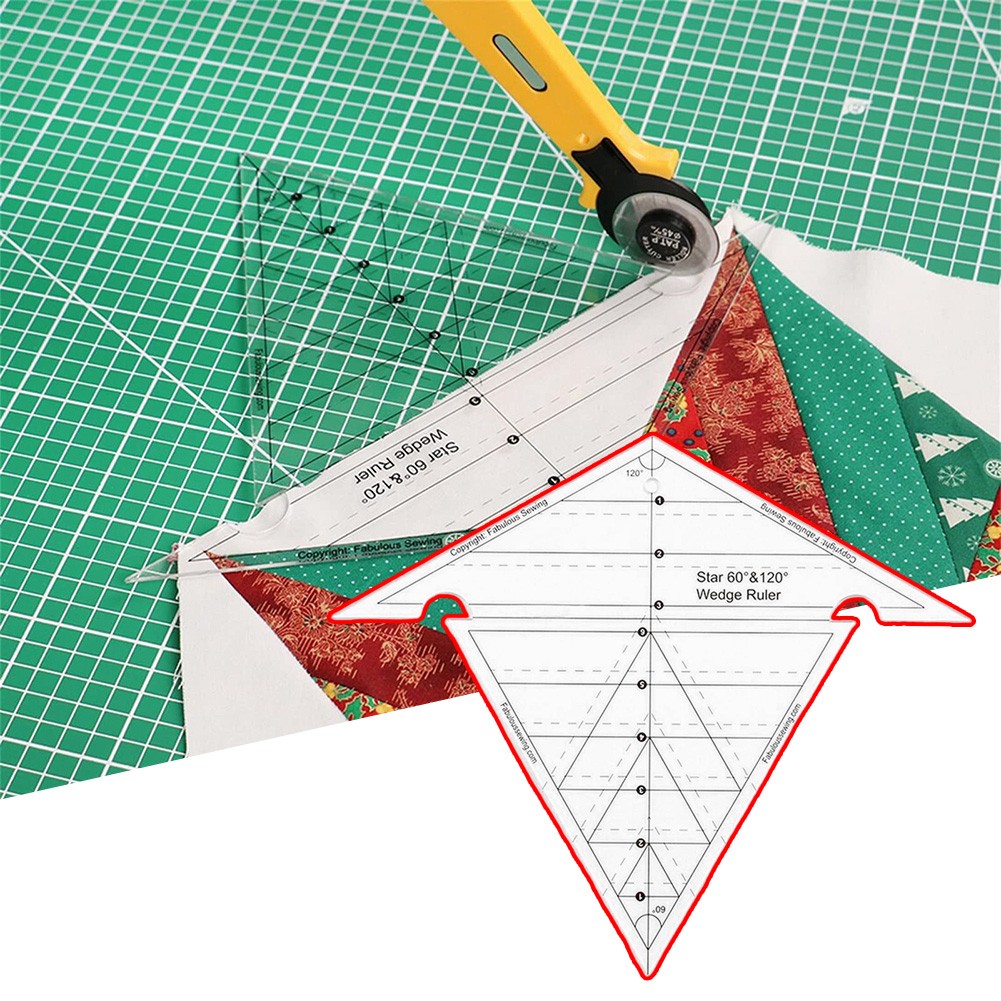 Yannee Fabulous Sewing Star 60°&120°Wedge Ruler, NonSlip Clear Acrylic Sewing Tool