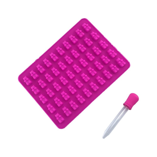 Molde de silicona de 50 piezas para gomitas de oso, molde para hielo, juego de dos piezas