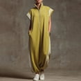 thumbnail image 4 of Jumpsuits for Women Workwear Romper Stripe Zipper Casual Stand Collar Short Sleeve Wide Leg Jumpsuit Loose Elastic Cuffed Jogger One Piece Jumpsuit, 4 of 6