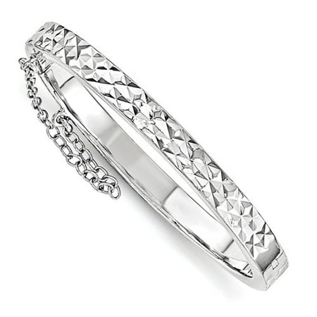 Sterling Silver 5.5in Just Like Mommy Diamond Cut w/Safety Hinged Child's Bangle Bracelet