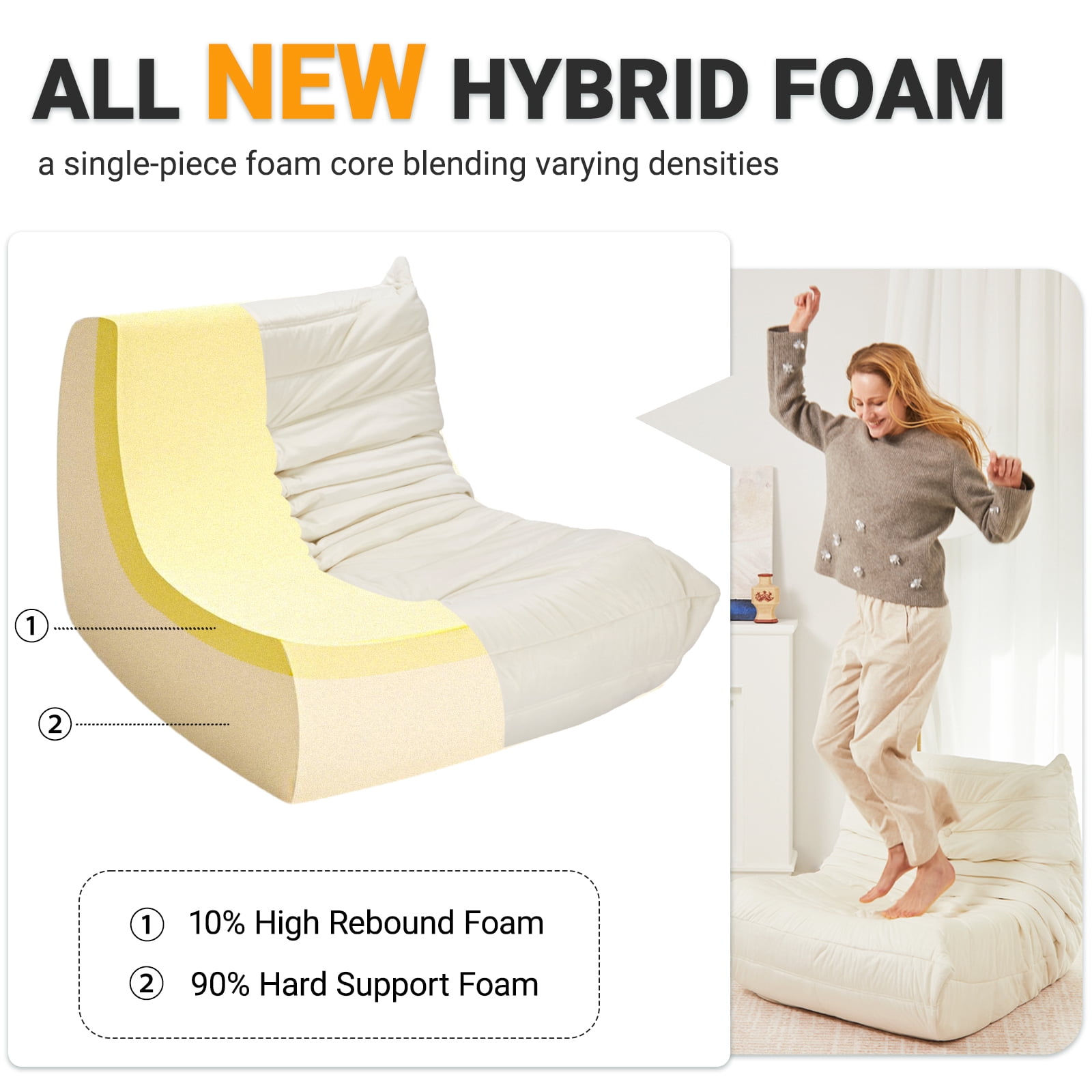 Alvantor Armless Bean Bag Chair, Dutch Velvet Lazy Sofa with Memory Foam, No Assembly Lounge Seat for Living Room Bedroom Dorm