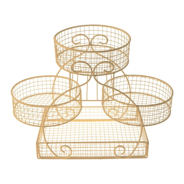 Ruiboury Durable Multi Tier Fruit Basket Rack Displaying Eggs Cupcakes Snacks Brighten Up Spaces Sturdy And Strong.Wipe To Clean Gold 30x20x31cm