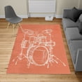thumbnail image 1 of Rock Music Turkish Area Rug, Doodle Drawing Sketch Drummer Musical Inspirations Monochrome Arrangement, Soft Carpet for Living Room Decor with Distressed Look, 4' X 5.7', Burnt Sienna, by Ambesonne, 1 of 3