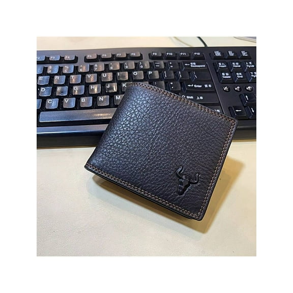 (Local Warehouse) Wallet For Men Top Layer Genuine Cowhide Leather Wallet Card Holder Slim Minimalist Bifold Wallet With 1 ID Window 5 Card Slots 1 Zipper Pocket Gift For Him