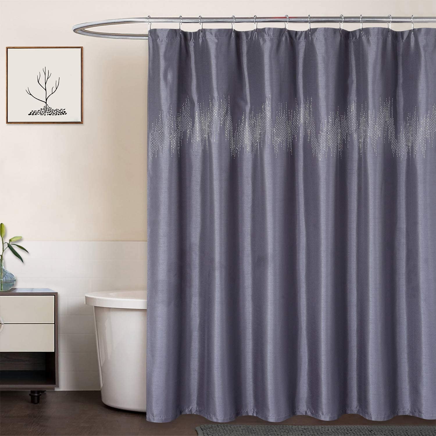 Shimmer Sequins Shower Curtain Chic Sparkle Design For Bathroom 70” X 72” 