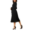 thumbnail image 3 of INSPIRE CHIC Women's Pleated Dress Crewneck A Line Flowy Casual Long Sleeve Midi Dresses with Belt Fall Outfits S Black, 3 of 6