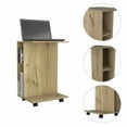 thumbnail image 5 of Atlin Designs Wood Mobile Tray Table with 2 Lateral Shelves in Light Oak, 5 of 6