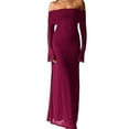 thumbnail image 2 of ZQUUVOU Women's Square Neck Gown Long Sleeve Flared Cuff Silver Sequin Glitter Evening Formal Maxi Dresses Red, 2 of 7