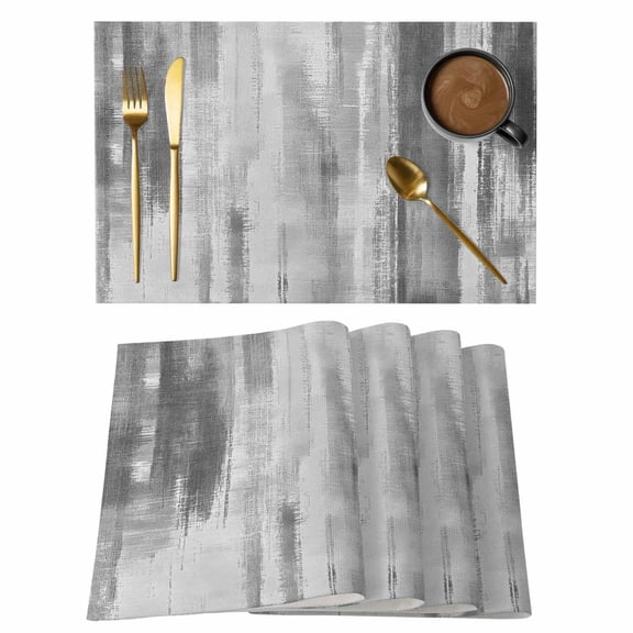 Gray Black Ombre Placemats Set of 4 Modern Abstract Art Oil Painting Place Mats Indoor Wipeable Table Mats Washable Cloth Dining Table Placemats for Kitchen Holiday Party Home Decor 13x19 Inch