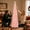 Pink, variant on 5 ft Pre-Lit Slim Pencil Tinsel Christmas Tree with 70 Multicolor LEDs, Collapsible Space-Saving Design with Metal Stand for Small Spaces
