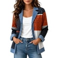 thumbnail image 2 of thefmos Women's Collared Button Front Long Sleeve Jacket Denim Color Block Patchwork Casual Outerwear Fashion Spring Fall Outfit, Black S, 2 of 7