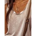 thumbnail image 2 of Camiseta sin mangas con cuello redondo y ribete en contraste para mujer, camiseta de verano, color caqui, grande, 2 of 5