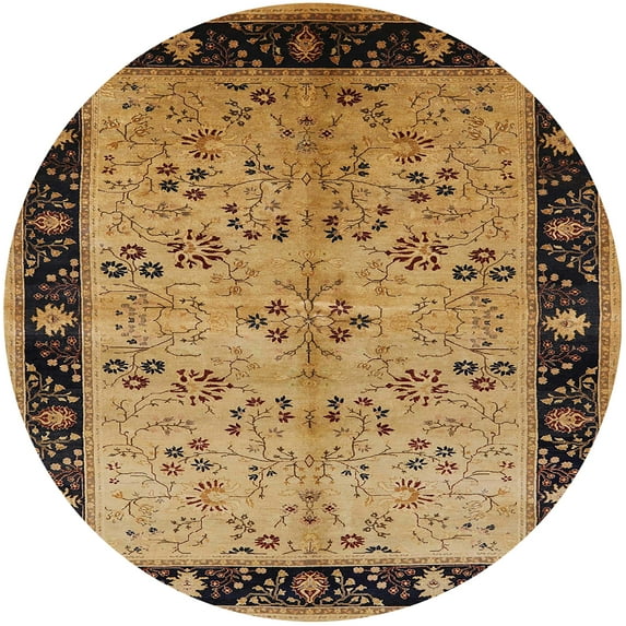Ahgly Company Indoor Round Mid-Century Modern Sangria Brown Oriental Area Rugs, 6' Round